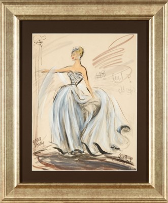 Lot 668 - A signed sketch for an iconic dress worn by Grace Kelly in To Catch a Thief