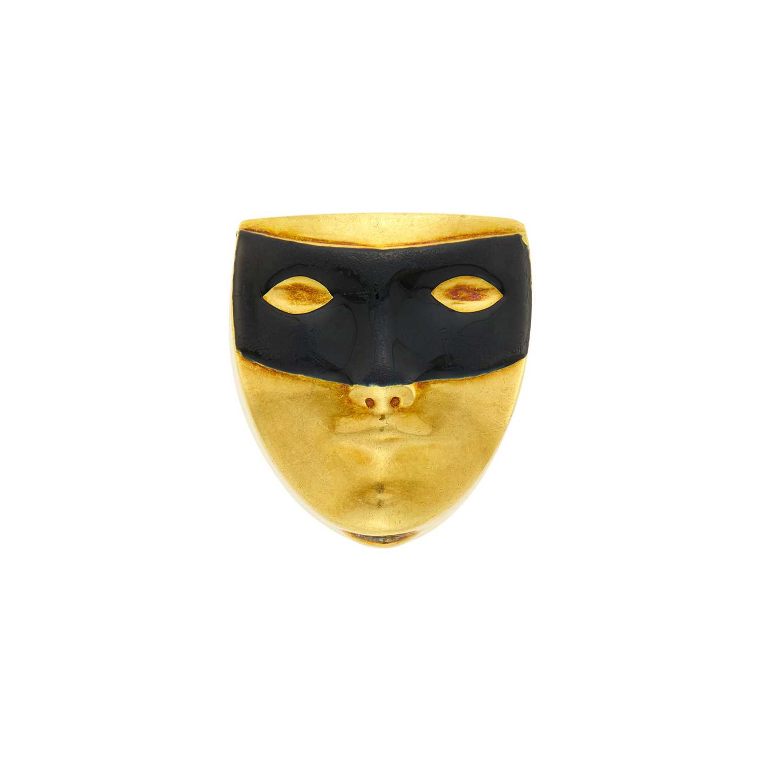 Lot 110 - Verdura Gold and Black Enamel Mask Pillbox