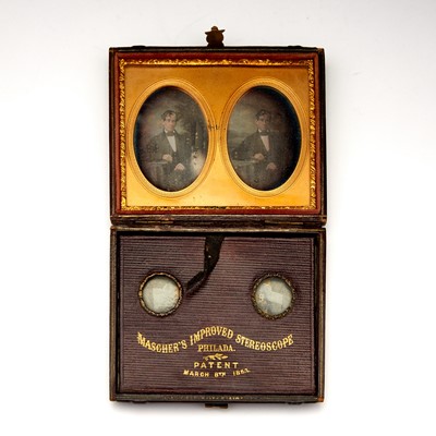 Lot A handsome American daguerreotytpe stereo pair