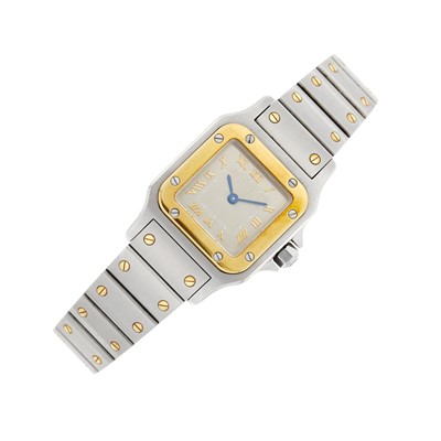 Lot 64 - Cartier Stainless Steel and Gold 'Santos' Wristwatch, Ref. 1567