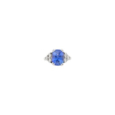 Lot 72 - White Gold, Sapphire and Diamond Ring, France