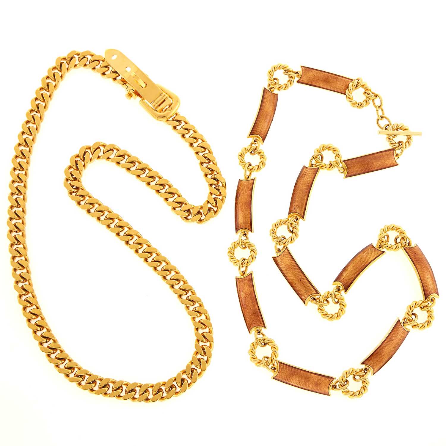 Lot 1053 - Gucci Two Gilt-Metal and Enamel Belts