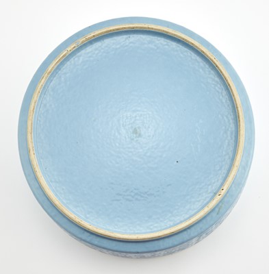 Lot 92 - A Chinese Molded Blue Glazed Porcelain Censer