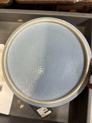 Lot 92 - A Chinese Molded Blue Glazed Porcelain Censer