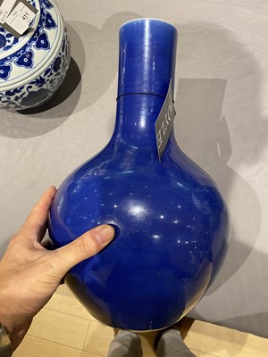 Lot 203 - A Chinese Blue Monochrome Porcelain Vase