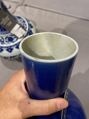 Lot 203 - A Chinese Blue Monochrome Porcelain Vase