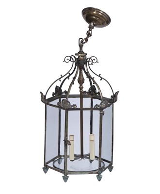 Lot 139 - English Metal and Glass Four-Light Lantern