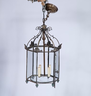Lot 139 - English Metal and Glass Four-Light Lantern