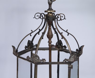 Lot 139 - English Metal and Glass Four-Light Lantern