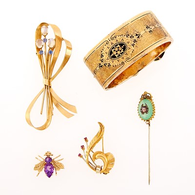 Lot 1196 - Group of Gold, Low Karat Gold and Colored Stone Jewelry