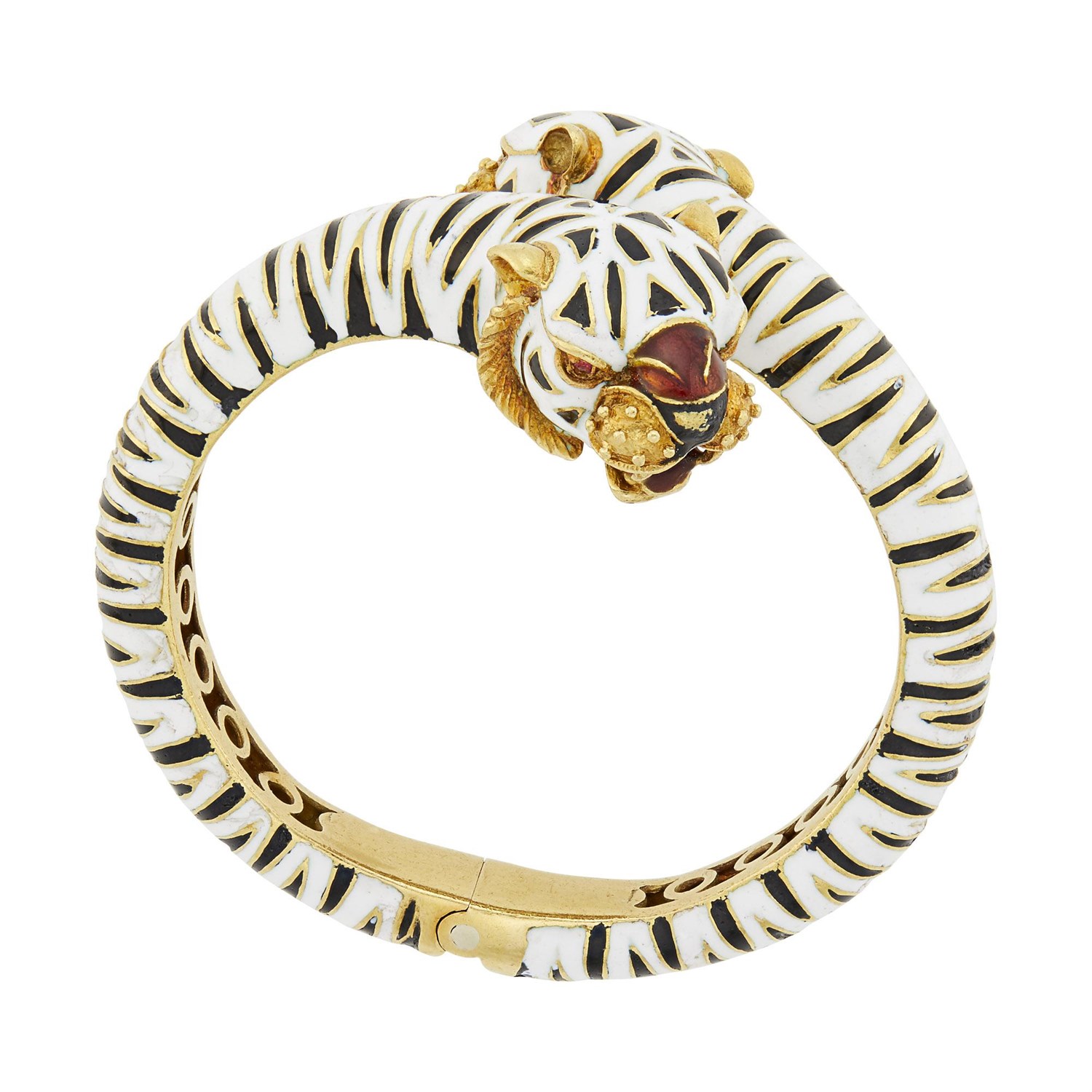 Lot 153 - Frascarolo Gold and Enamel Tiger Bangle Bracelet
