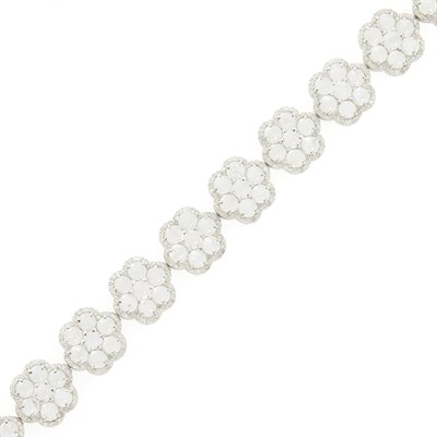 Lot 1136 - Silver, Moonstone and Diamond Bracelet