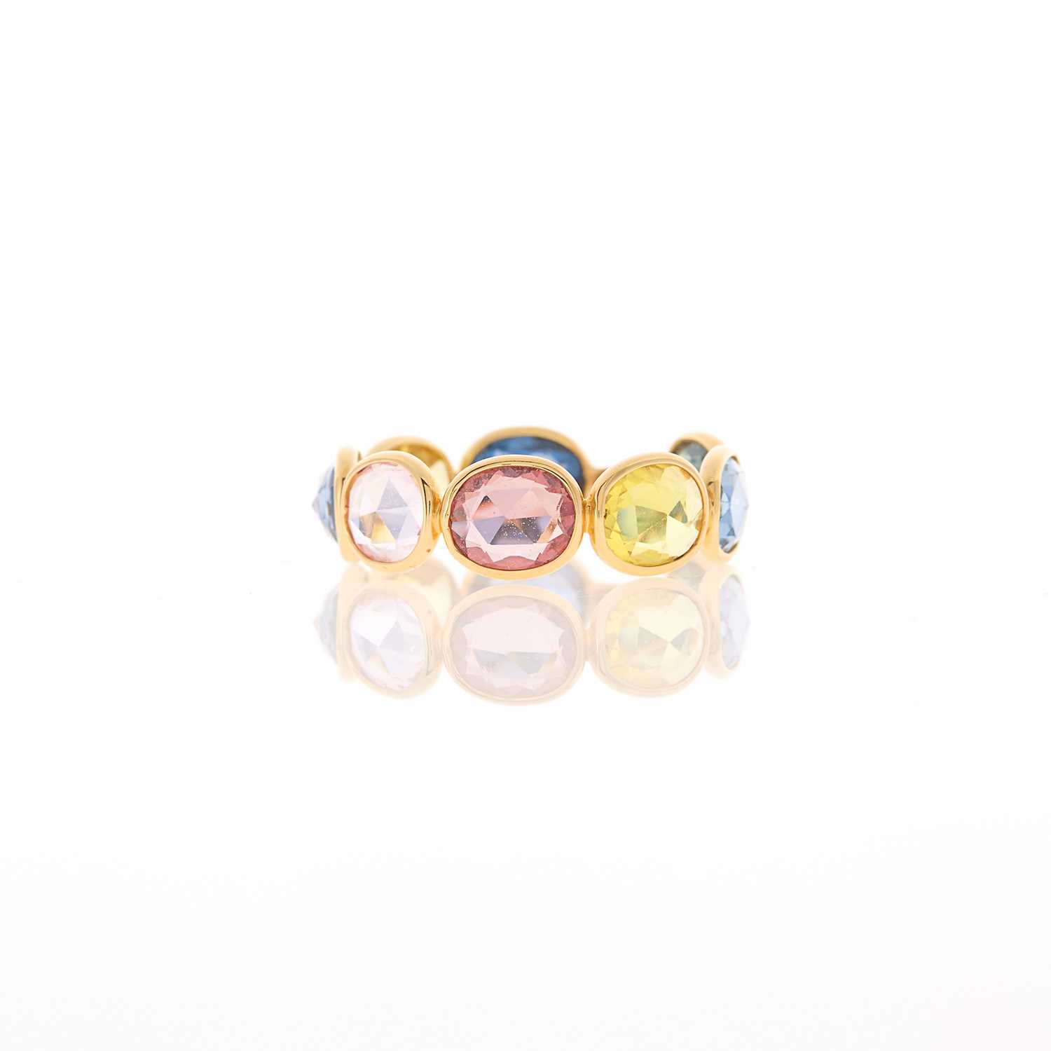 Lot 2032 - Gold and Multicolored Sapphire Band Ring