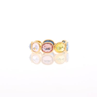 Lot 2032 - Gold and Multicolored Sapphire Band Ring