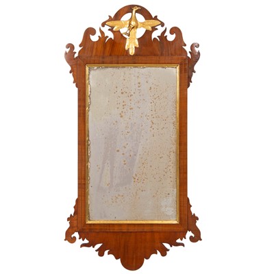 Lot 670 - George III Inlaid Mahogany Scroll-frame Mirror