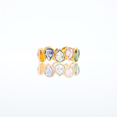 Lot 1226 - Gold and Multicolored Sapphire Band Ring
