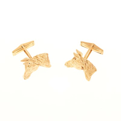 Lot 1185 - Pair of Gold Horse Head Cufflinks