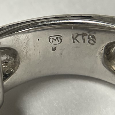 Lot 70 - Mikimoto White Gold, Cultured Pearl and Diamond Flower Bombé Ring, France