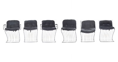 Lot 587 - Set of Six Gaston Rinaldi Style Upholstered Chromed Metal Chairs