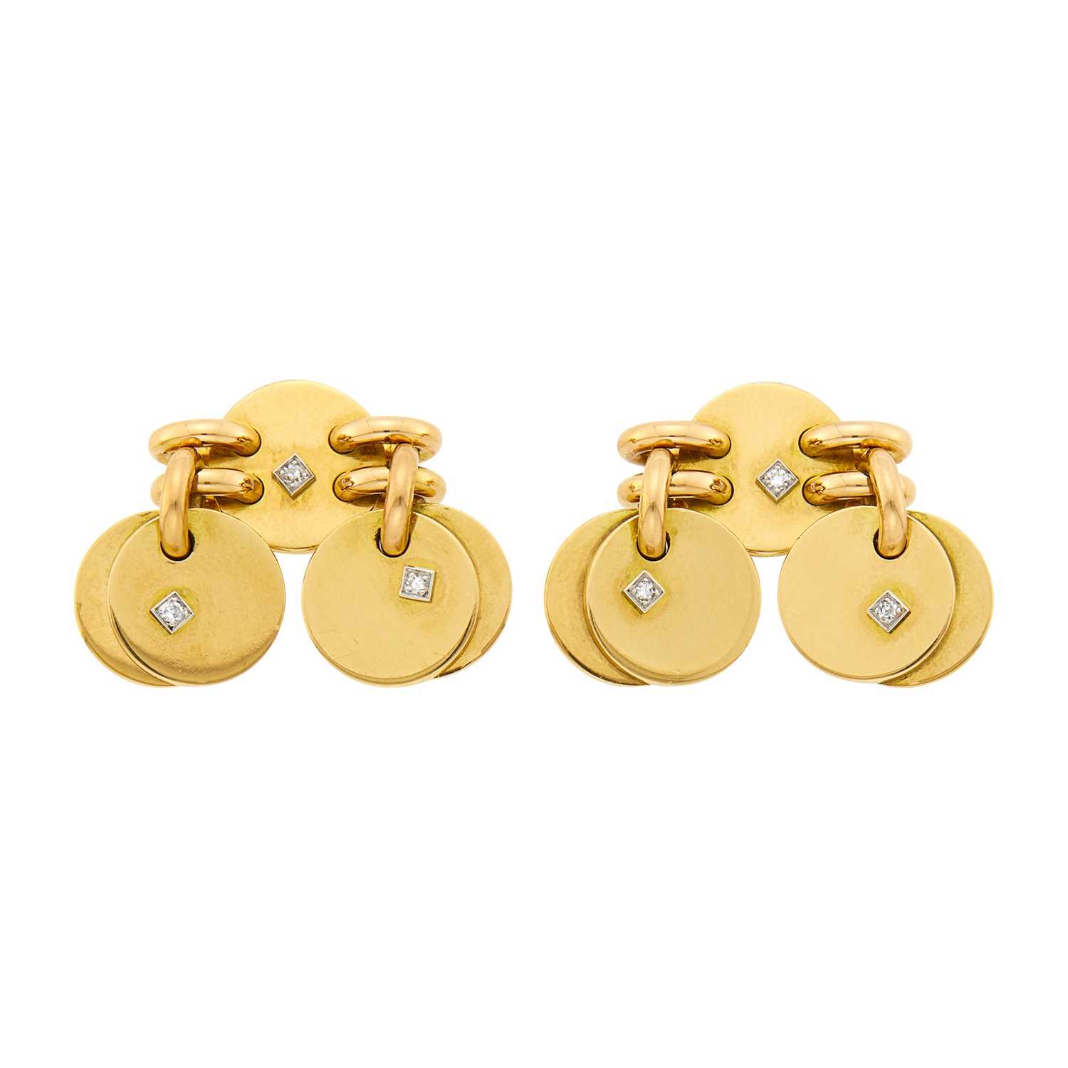 Lot 51 - Boucheron Paris Pair of Gold and Diamond Disc Pendant-Earclips