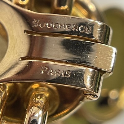 Lot 51 - Boucheron Paris Pair of Gold and Diamond Disc Pendant-Earclips