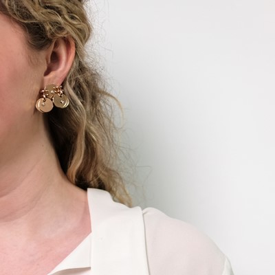 Lot 51 - Boucheron Paris Pair of Gold and Diamond Disc Pendant-Earclips