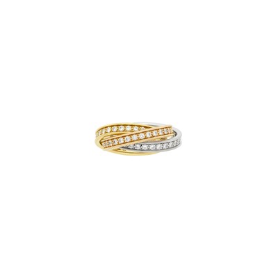 Lot 31 - Cartier Tricolor Gold and Diamond 'Trinity' Band Ring, France