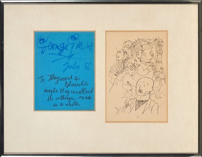 Lot 284 - An elegant George Grosz note signed in watercolor