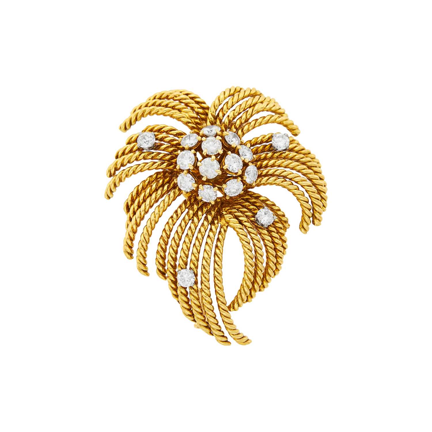 Lot 136 - Van Cleef & Arpels Gold and Diamond Clip-Brooch, France