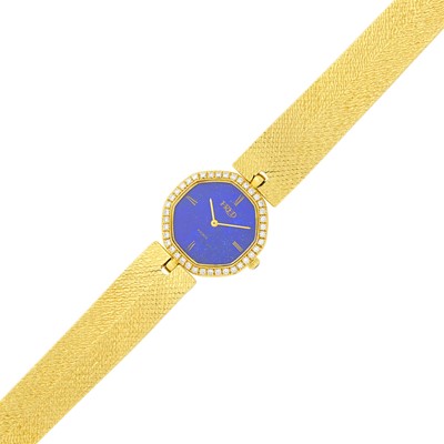 Lot 100 - Fred Paris Gold, Lapis and Diamond Wristwatch