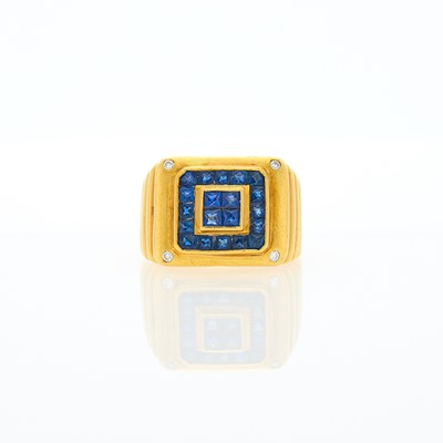 Lot 1093 - Gold, Sapphire and Diamond Ring