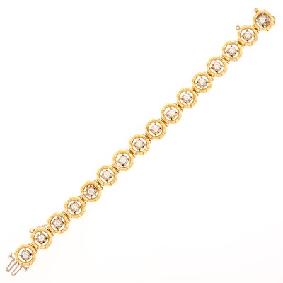 Lot 1019 - Gold and Diamond Bamboo Link Bracelet