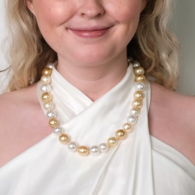 Lot 56 - Denise Roberge High Karat Gold and South Sea and Golden Cultured Pearl Toggle Necklace