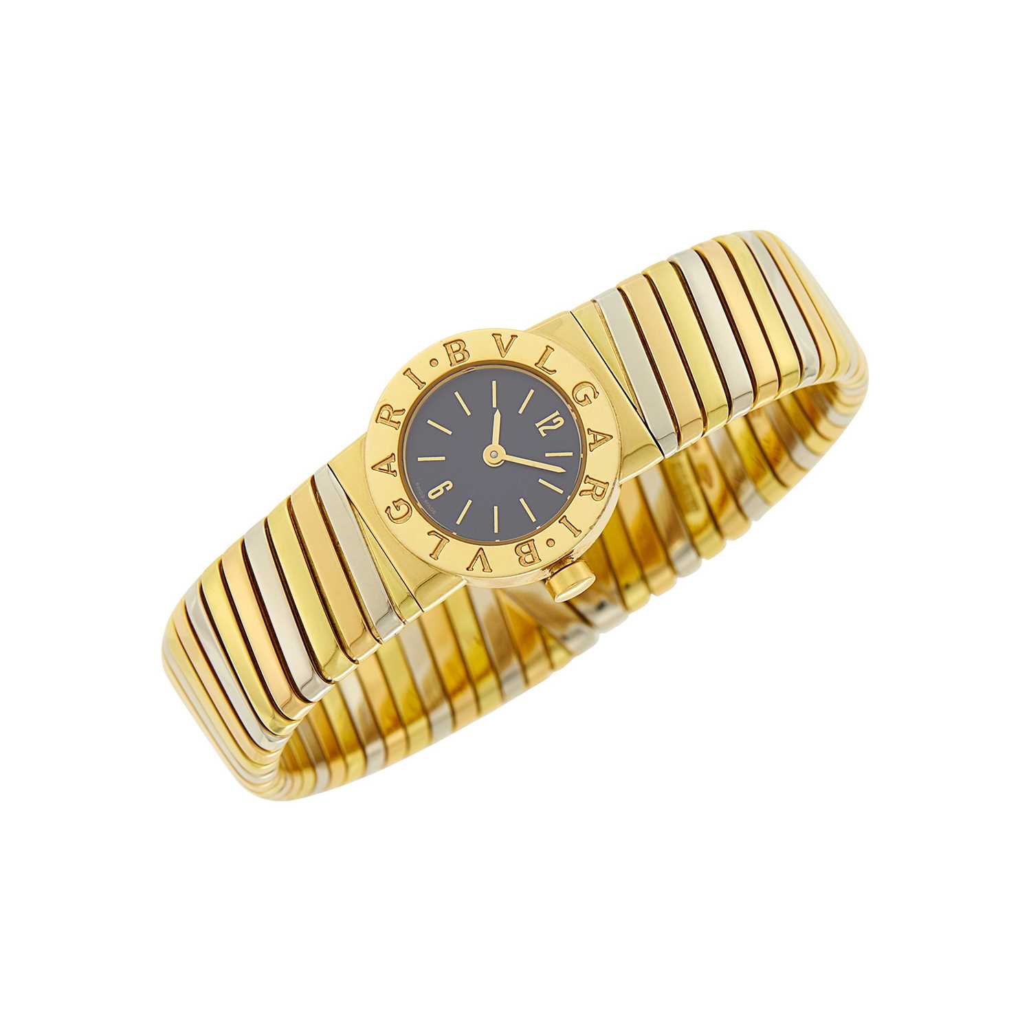 Lot 20 - Bulgari Tricolor Gold 'Tubogas' Bracelet-Watch