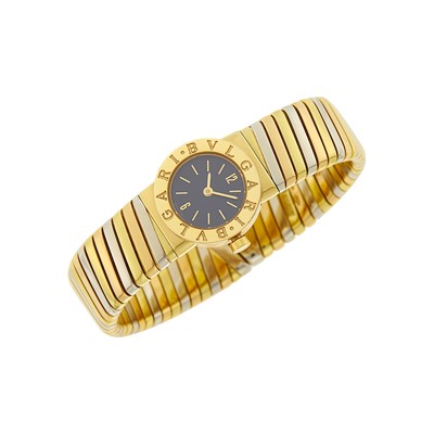 Lot 20 - Bulgari Tricolor Gold 'Tubogas' Bracelet-Watch