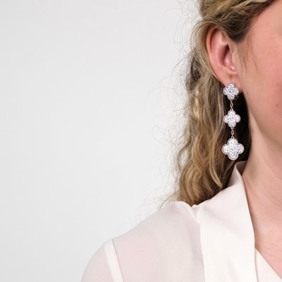 Lot 68 - Van Cleef & Arpels Pair of White Gold and Diamond 'Magic Alhambra' Pendant-Earrings, France