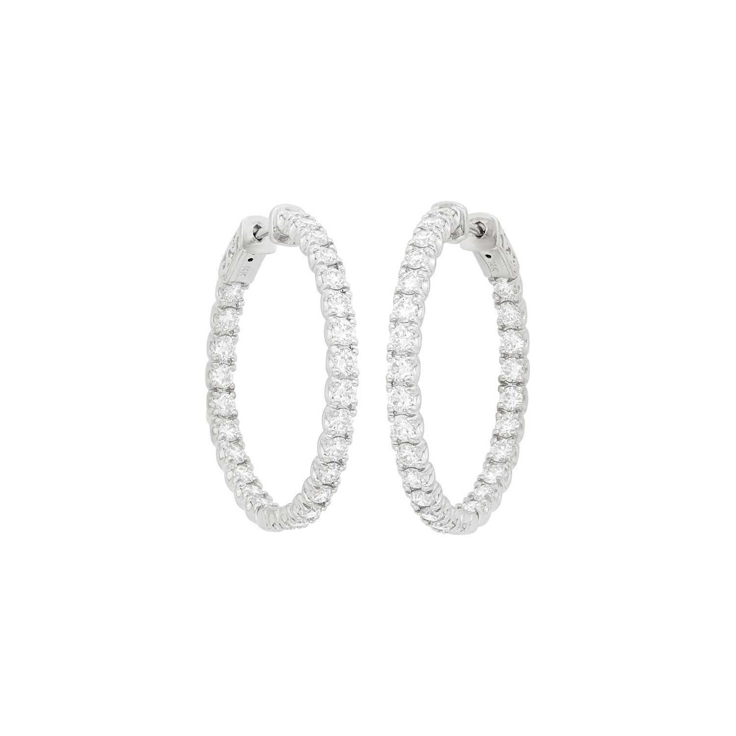 Lot 67 - Pair of White Gold and Diamond Hoop Earrings