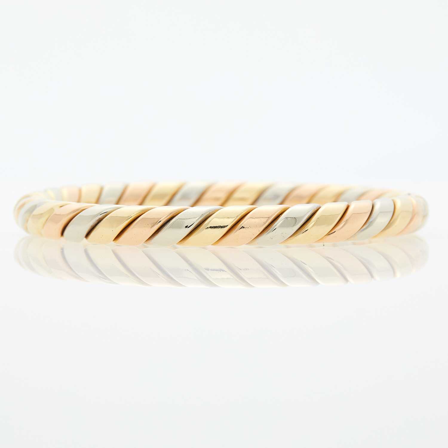 Lot 1005 - Tricolor Gold Bangle Bracelet