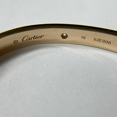 Lot 126 - Cartier Rose Gold and Diamond 'Love' Bangle Bracelet
