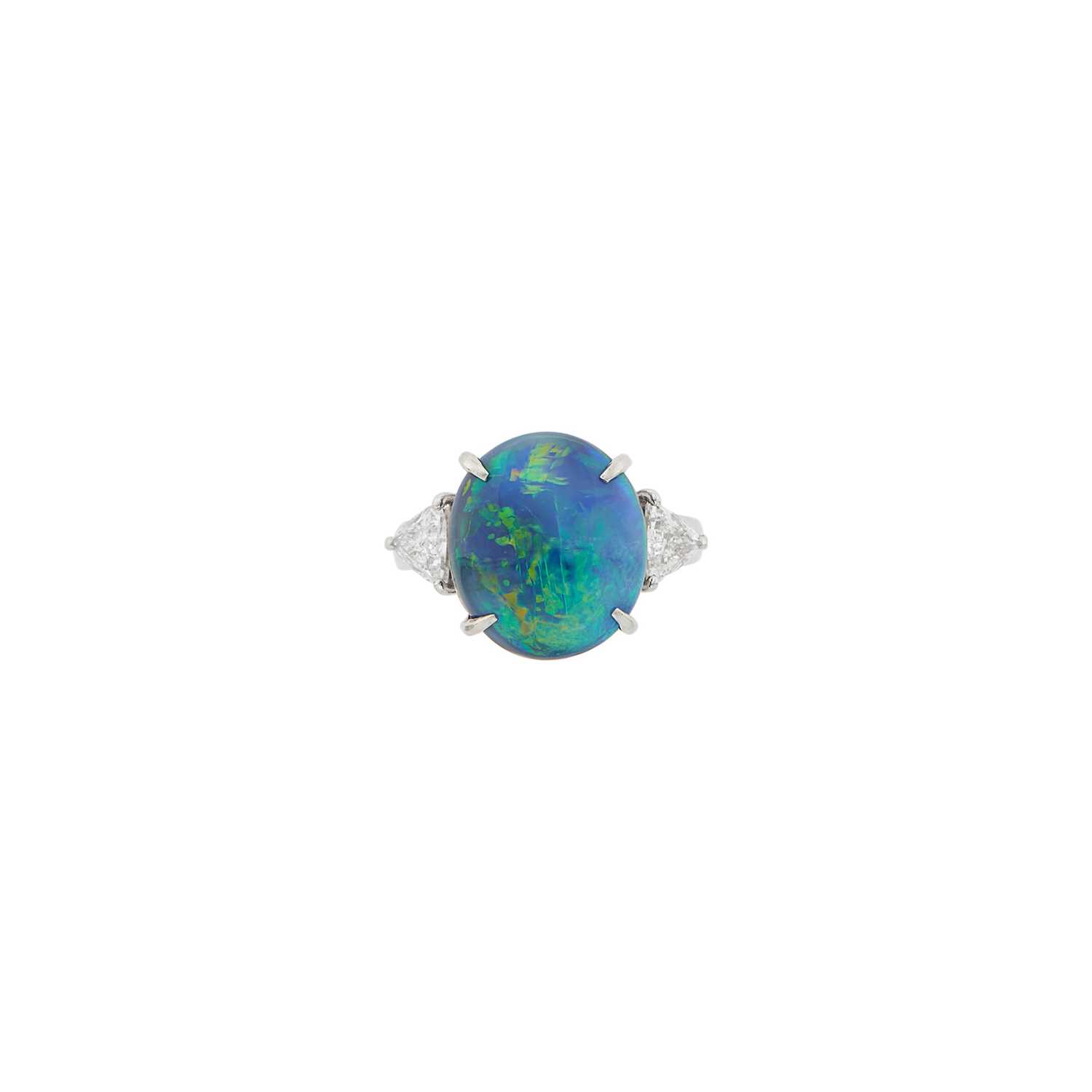 Lot 108 - Platinum, Black Opal and Diamond Ring
