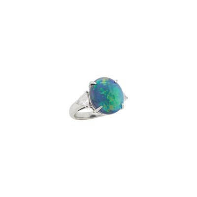 Lot 108 - Platinum, Black Opal and Diamond Ring