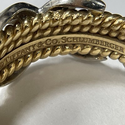 Lot 4 - Tiffany & Co. Schlumberger Gold, Platinum and Diamond 'Rope Four Row X' Ring