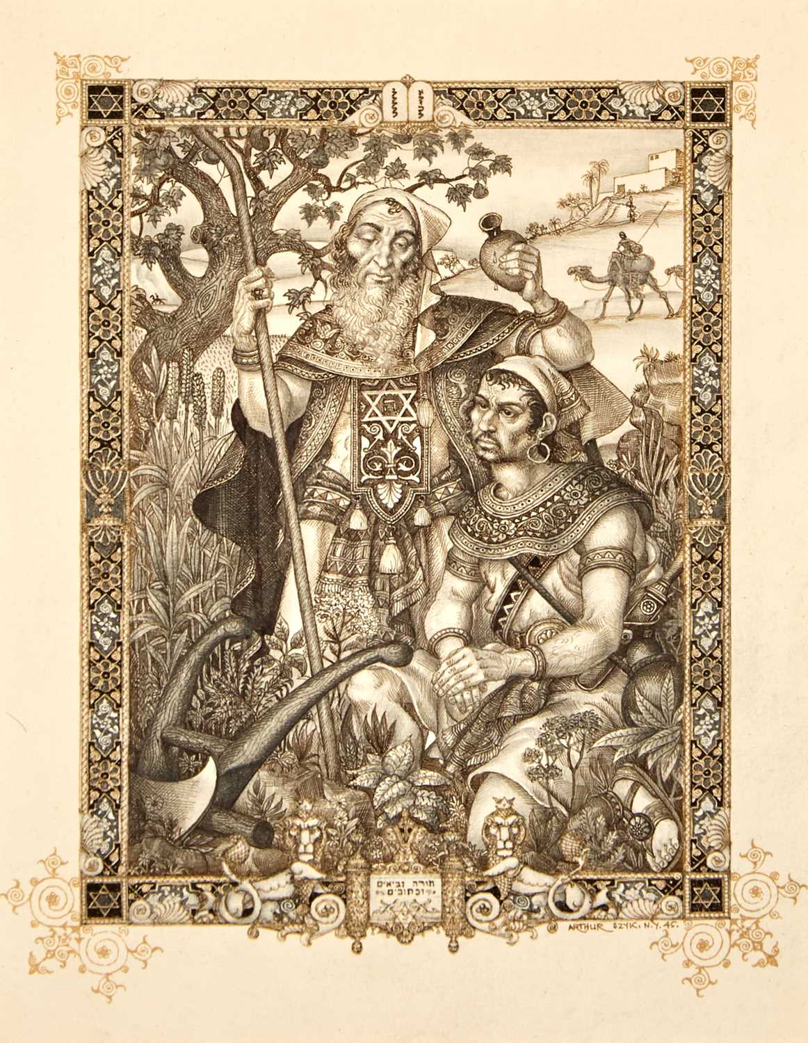 Lot 331 - Original pen and ink drawing for Samuel & Saul by Arthur Szyk