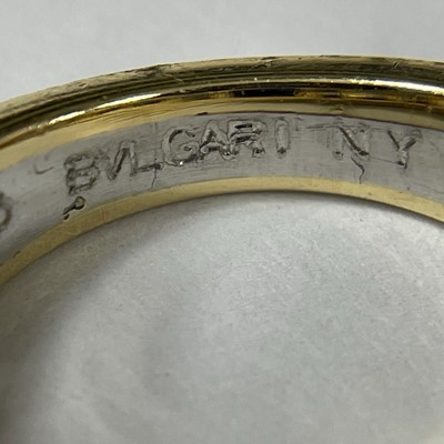 Lot 158 - Bulgari Gold, Platinum, Kashmir Sapphire and Diamond Ring