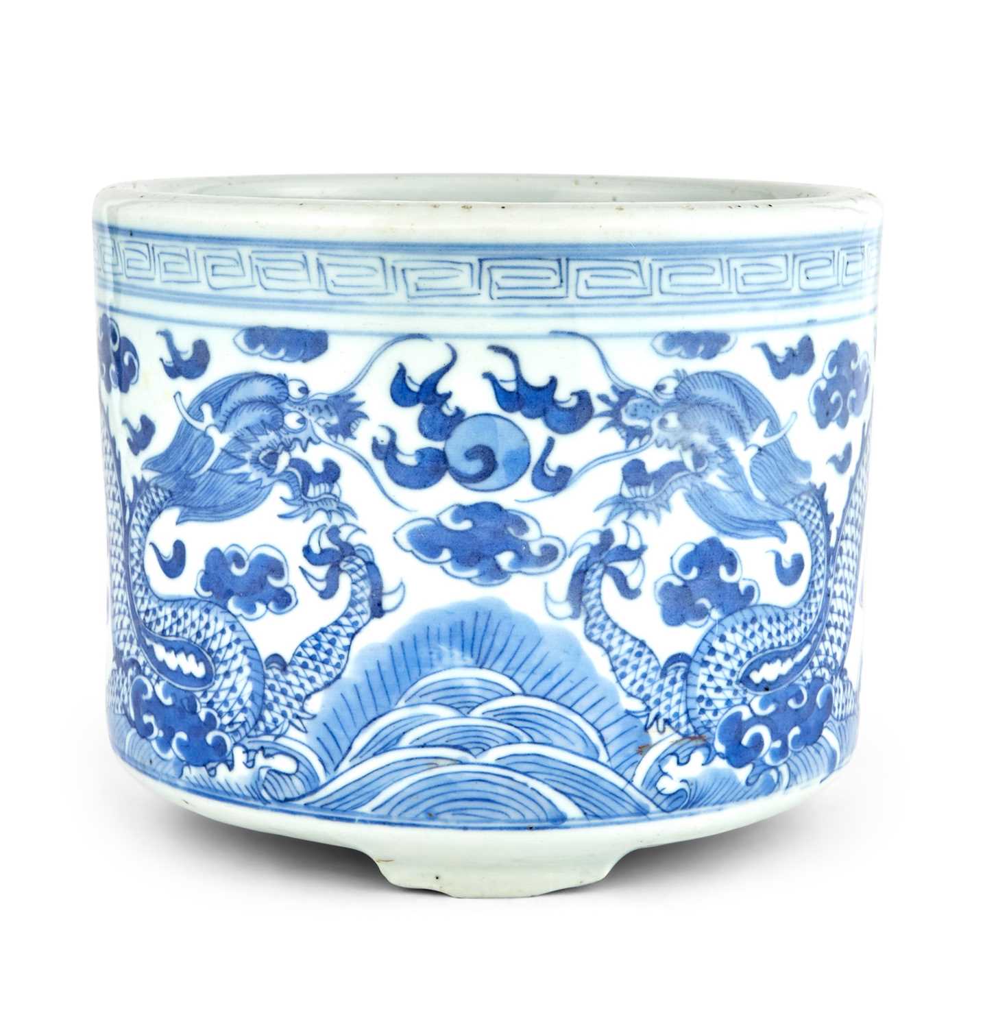 Lot 386 - A Chinese Blue and White Porcelain Censer