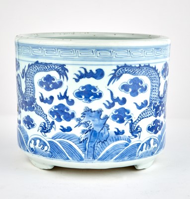 Lot 386 - A Chinese Blue and White Porcelain Censer