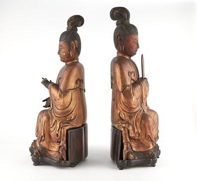 Lot 98 - Two Chinese Gilt Lacquered Wood Daoist Deities