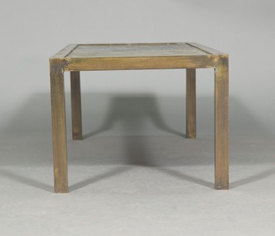 Lot 578 - Philip and Kelvin Laverne Acid Etched, Enameled and Patinated Bronze "Spring Festival" Coffee Table