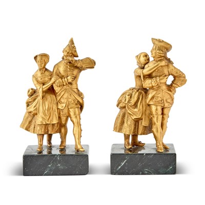 Lot 275 - Pair of French Gilt Bronze Figural Groups of Courting Couples