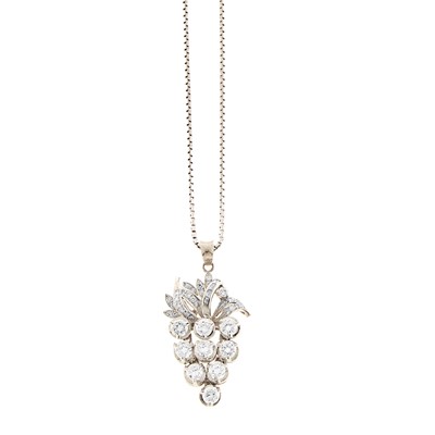 Lot 1095 - White Gold and Diamond Pendant with Chain Necklace